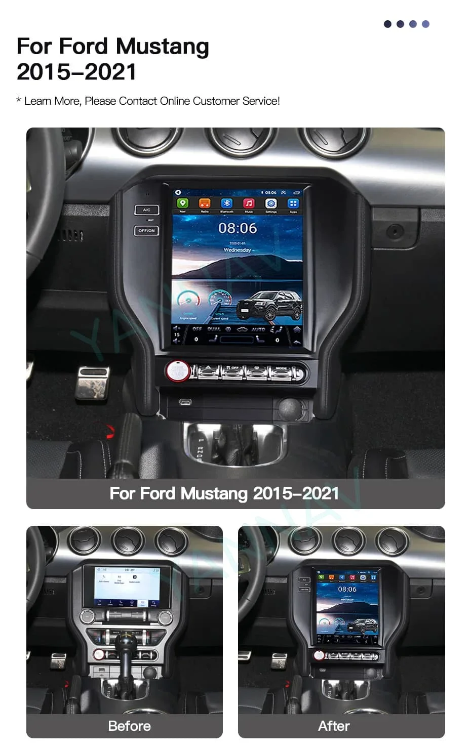 Vertical screen Android 8+256GB Car GPS Navigation For Ford Mustang GT 2010-2014 Head Unit Multimedia Player Radio Tape Recorder