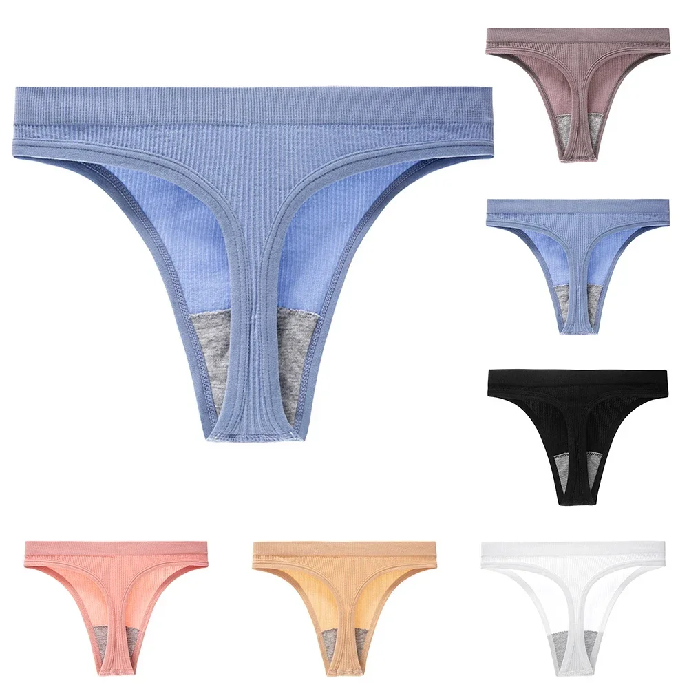 Women Sexy Plus Size Soft Cotton Underwear Thongs Breathable Lingerie G Strings T-Back Fitness Seamless Casual Ladies Thong