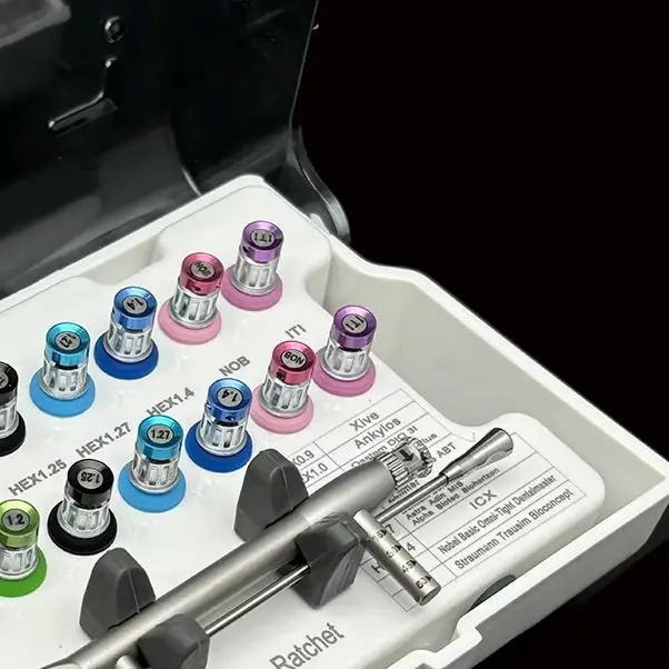 

Dental Implant Tool Kit Screwdriver Universal Hand Driver with Autoclavable Box Dental Torque Wrench Prosthetic Kit