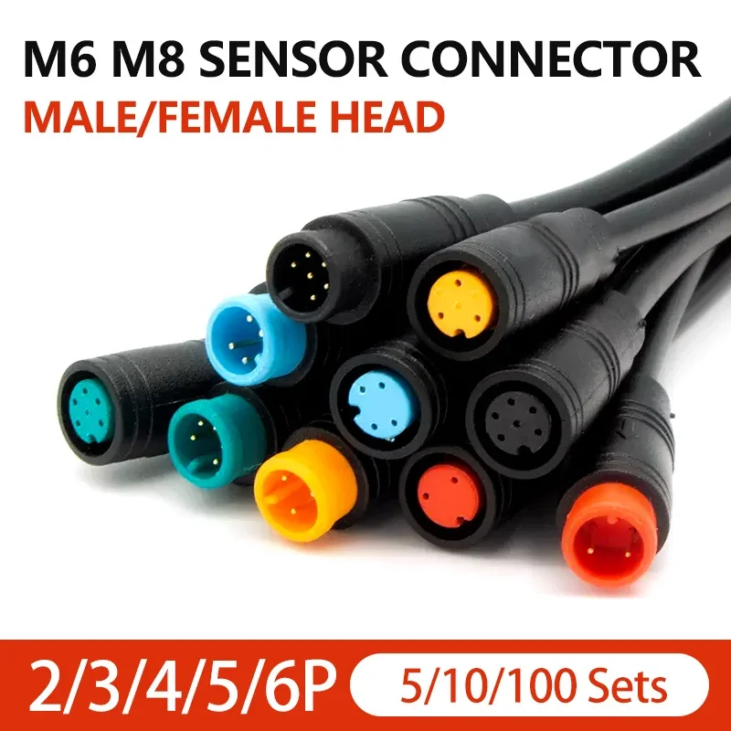 

5/10Sets M6 M8 Julet Sensor Connectors Plug Male Female Waterproof Navigation Signal Bicycle Screen Charging Cable 20CM