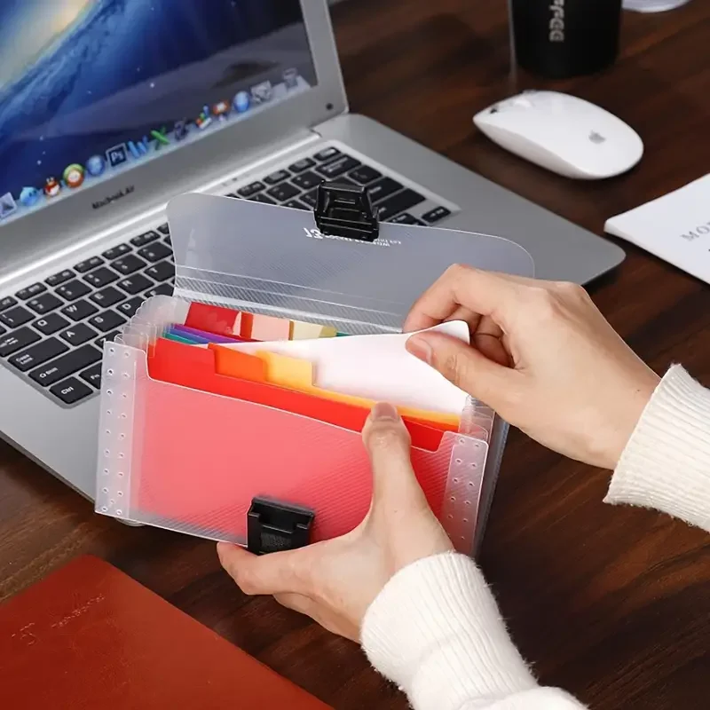 

13-Pocket Accordion File Organizer A6 Compact Expanding Plastic Wallet Portable Secure Closure Folder for Home Office Storage