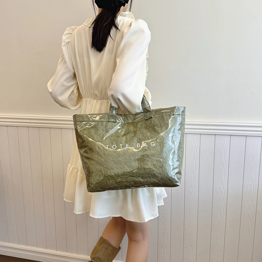 حقيبة بمقبض علوي للنساء والرجال بلون سادة حقيبة يد عصرية كبيرة كلاسيكية حقيبة يد للتسوق اليومي حقيبة يد ذات سعة عالية