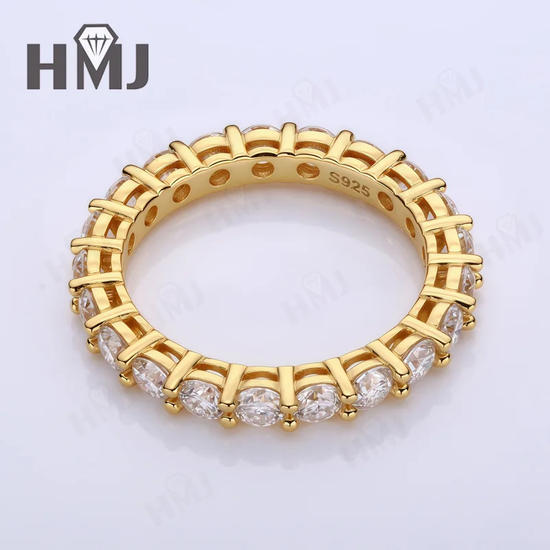 925 Silberring mit Moissanit-Pavé, Stapelbare Ringe für Frauen, Zierliche Ewigkeitsringe, Hochzeits- und Jubiläumsgeschenk, Hypoallergen, Nicht Verblassend – Detail 38