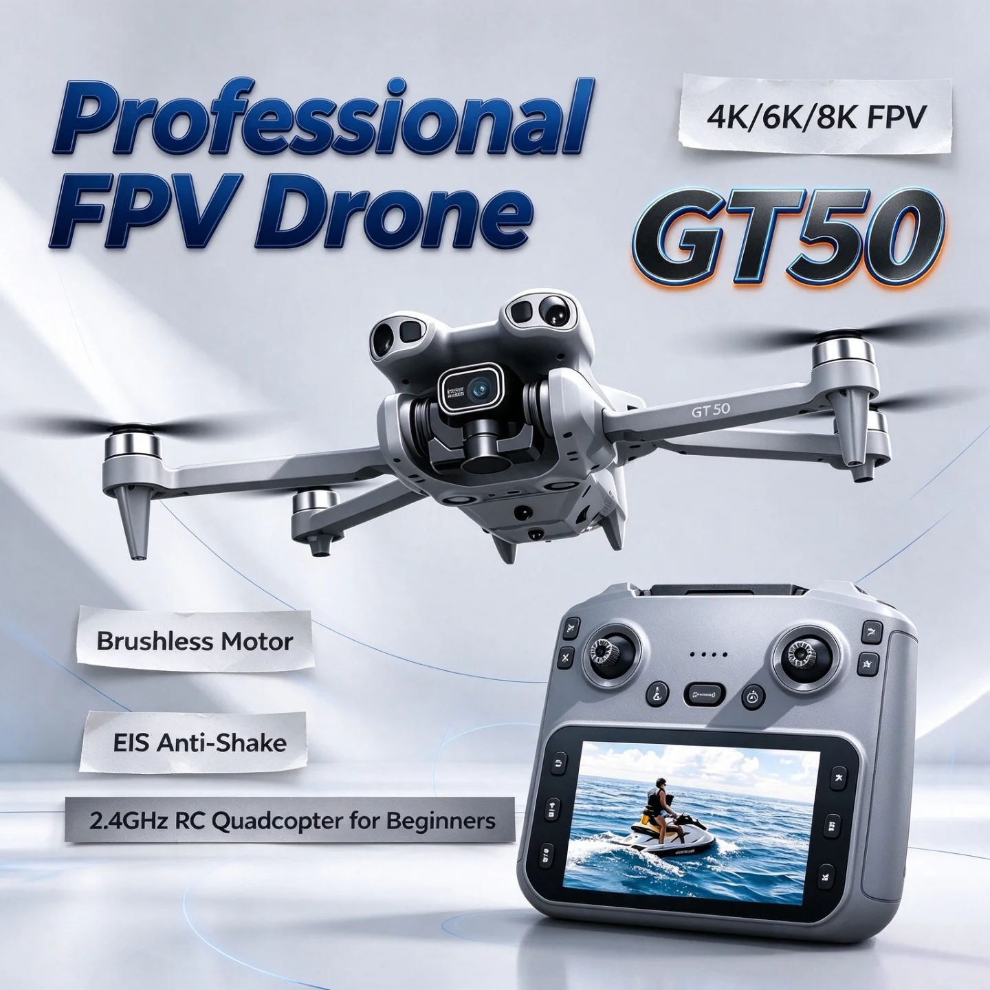 Brushless Motor GT50 4K/6K/8K FPV Drone with Dual HD Camera – 4.3