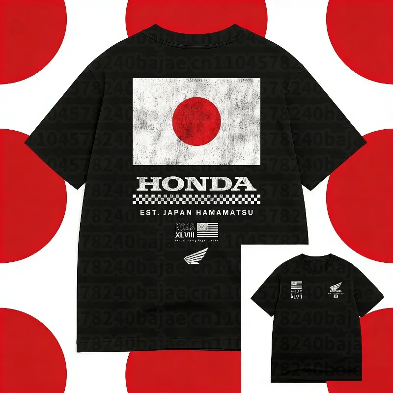 

2025-26 Summer Honda Fashion Moto Honda Graphic Work Clothes 100% Cotton Printed T-shirt Loose Casual Comfortable and Breathable