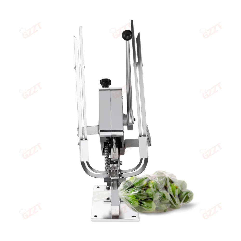 

Semi Automatic Sausage Clipper Supermarket Bakery Plastic Bags Double Lines U-shaped Aluminum Nails Clipping Machine