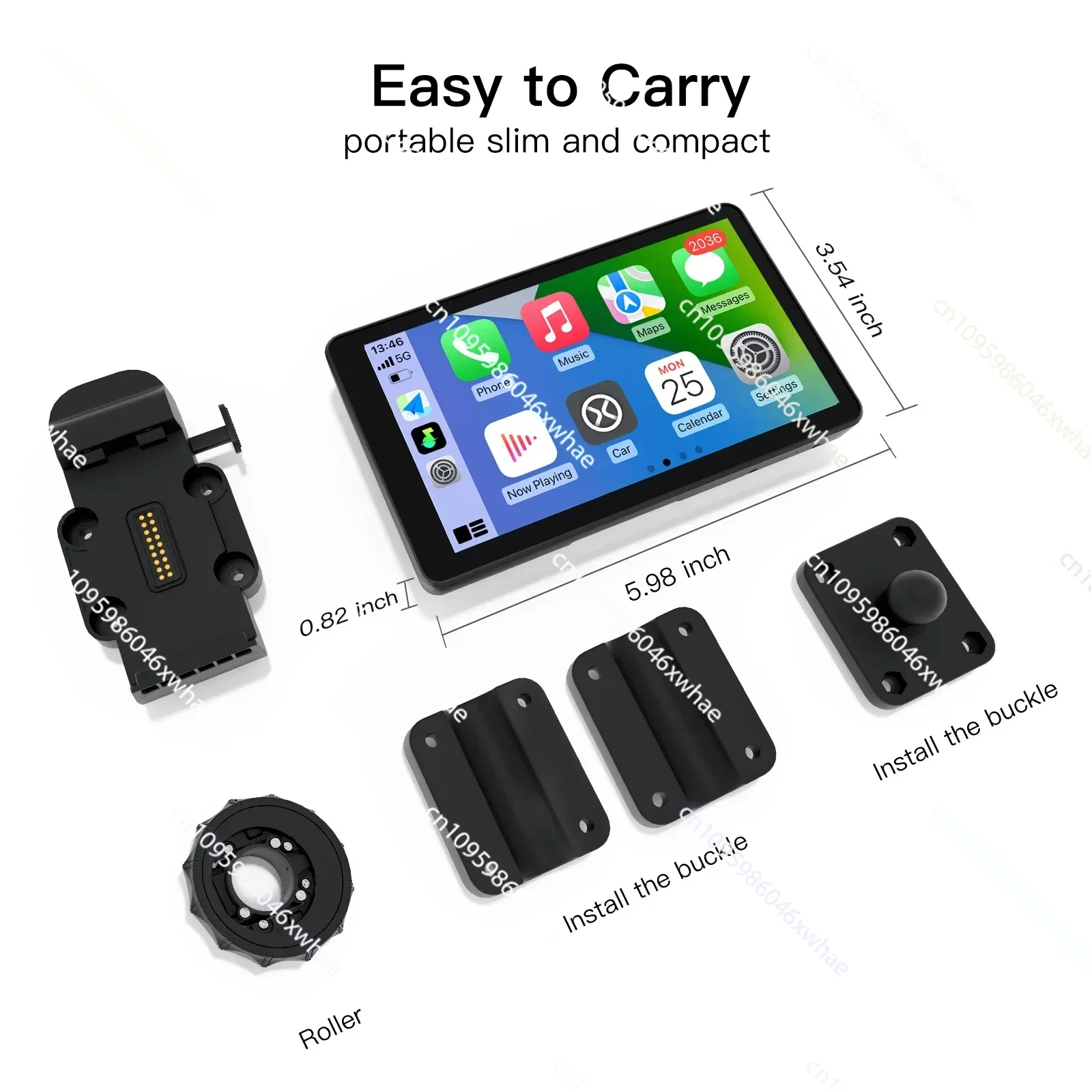 

Motorcycle Carplay GPS Navigation Screen with 6 Inch Waterproof IPX7 IP68 Dashcam Camera Moto Android Auto Touch Display