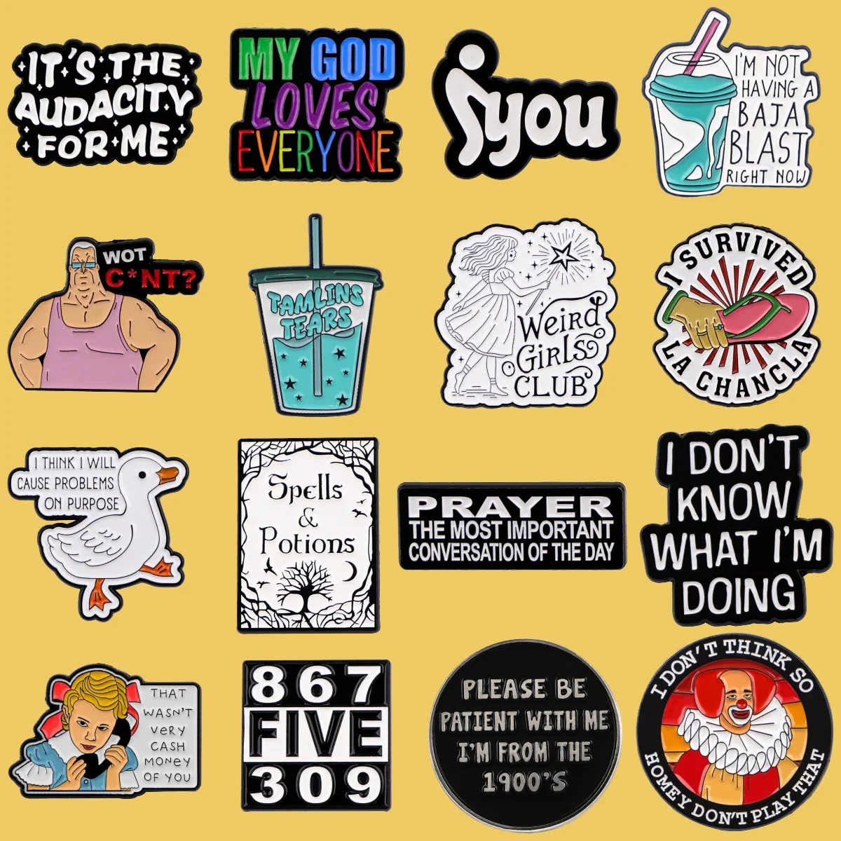 Funny Clown Enamel Pin Quotes Series Brooches For Women Men Lapel Pin Backpack Bags Badges Party Gifts Clothing Accessories
