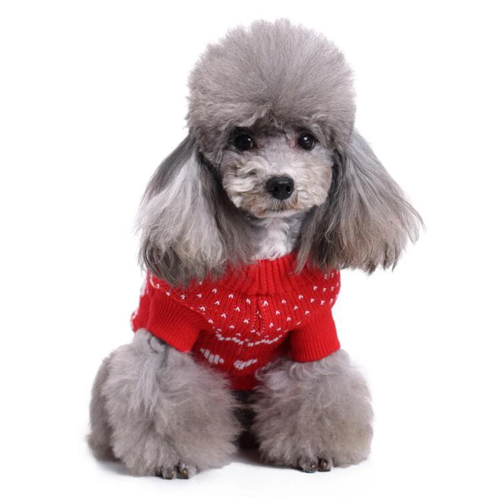

Christmas Pet Sweater Soft Warm Acrylic Small Dog Clothes Winter Festive Outfits Stretchable Easy Wash Snowflake Reindeer