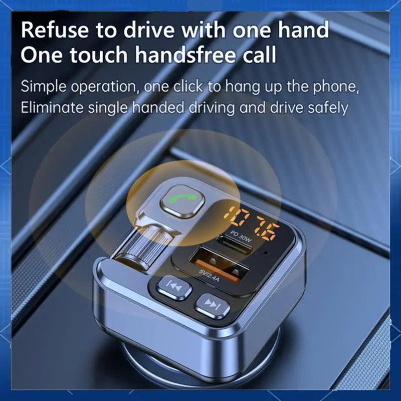 Car FM Transmitter Modualator Bluetooth Car MP3 Player USB Type C PD30W Car Charger Handsfree