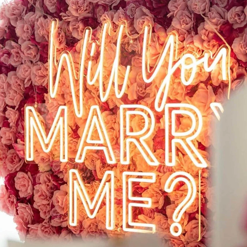 Will You Marry Me Neon Sign Custom Wedding Engagement Party Backdrop Led Neon Light Bedroom Home Wall Art Decor Neon Signs