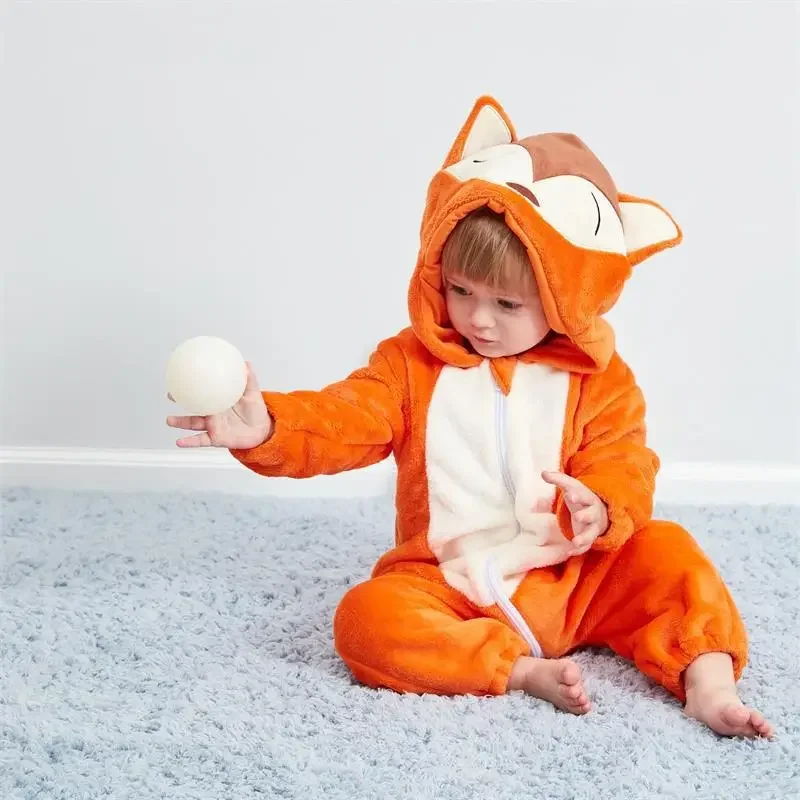 Newborn Baby Winter Clothes Cute Rabbit Tiger Cow Animal Cartoon Romper Boy Girls Rompers Onesies Halloween Costume Baby Pajamas