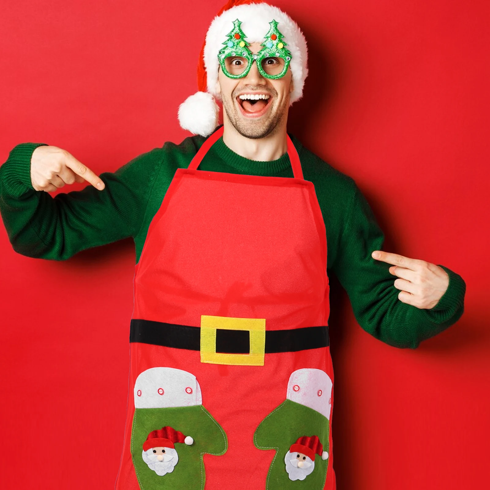 

Christmas Apron One Size Fits Most Kitchen Dinner Baking Universal Long Lasting Work Home Entertainer Gourmet Restaurant Cafe