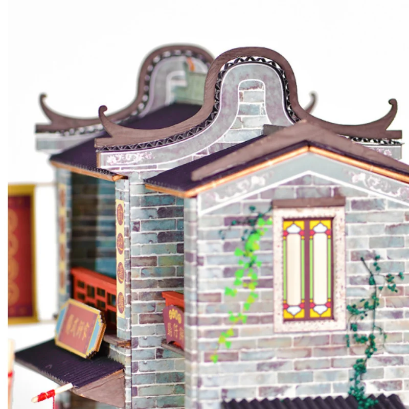 OUZEY 중국 과자 가게 DIY, 3D 나무 거리 풍경 모델, 청소년을 위한 빈티지 문화 장난감