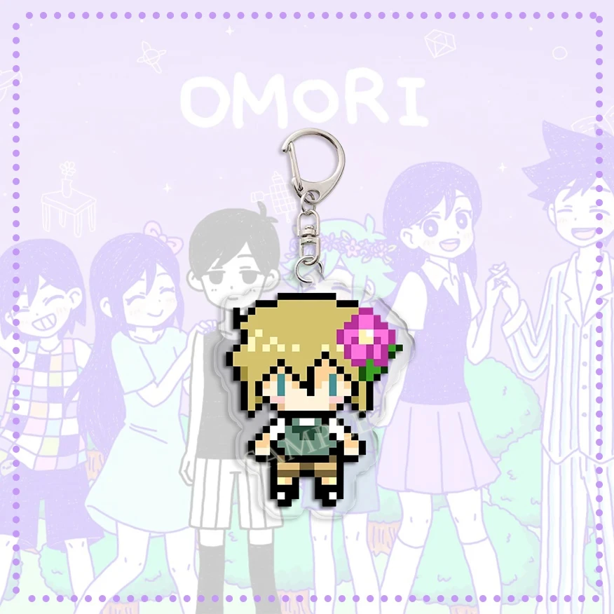 Anime Omori Pixel Schlüsselanhänger Figuren Basilikum Kel Sunny Anhänger Schlüsselanhänger Kette Zubehör Tasche Männer Frauen Geschenk Zubehör