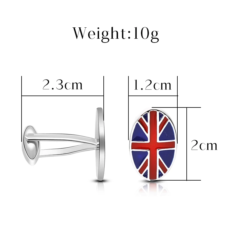 Freeshipping Classic Mens Great Britain Flag Design Oval Copper Cufflinks High-end England UK Symbol Brass Sleeve Button