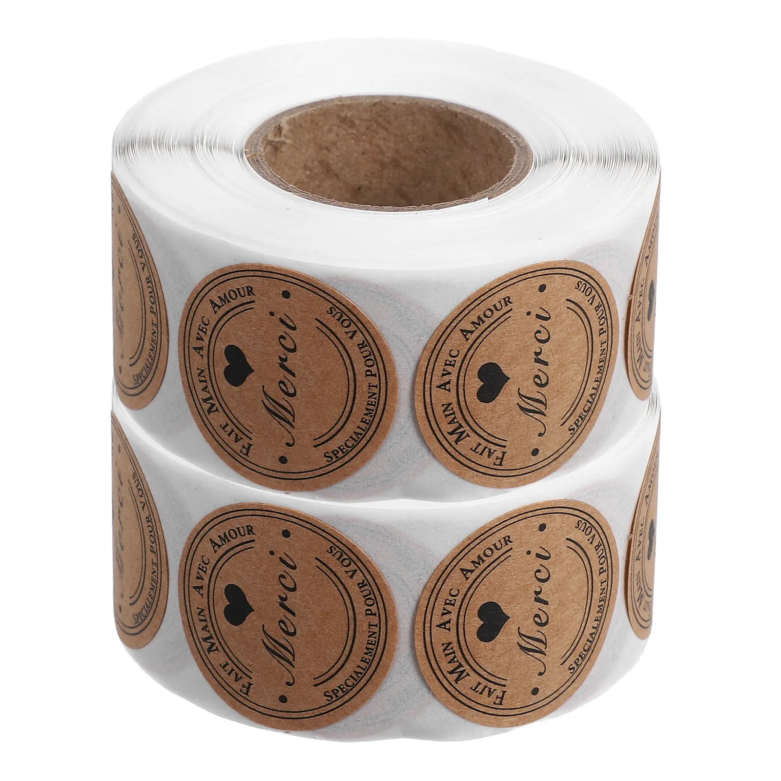 

2 Roll Kraft Paper French Thank You Stickers Vintage Adhesive Labels for Envelope Sealing Present Wrapping Boutique