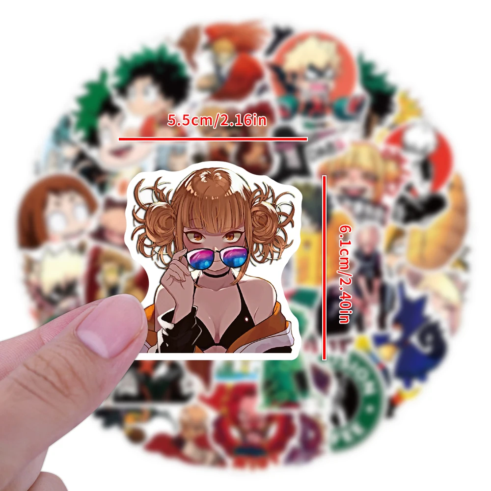 50 قطعة من ملصقات My Hero Academia DIY لتزيين لوح التزلج المقاوم للماء وأمتعة الكمبيوتر المحمول والهاتف والثلاجة