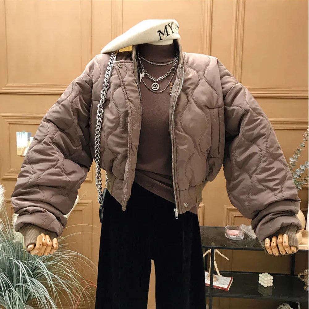 Parka stile corto donna manica lunga abiti invernali cappotti minimalisti solidi per donna Ropa Mujer caldo Harajuku High Street retrò