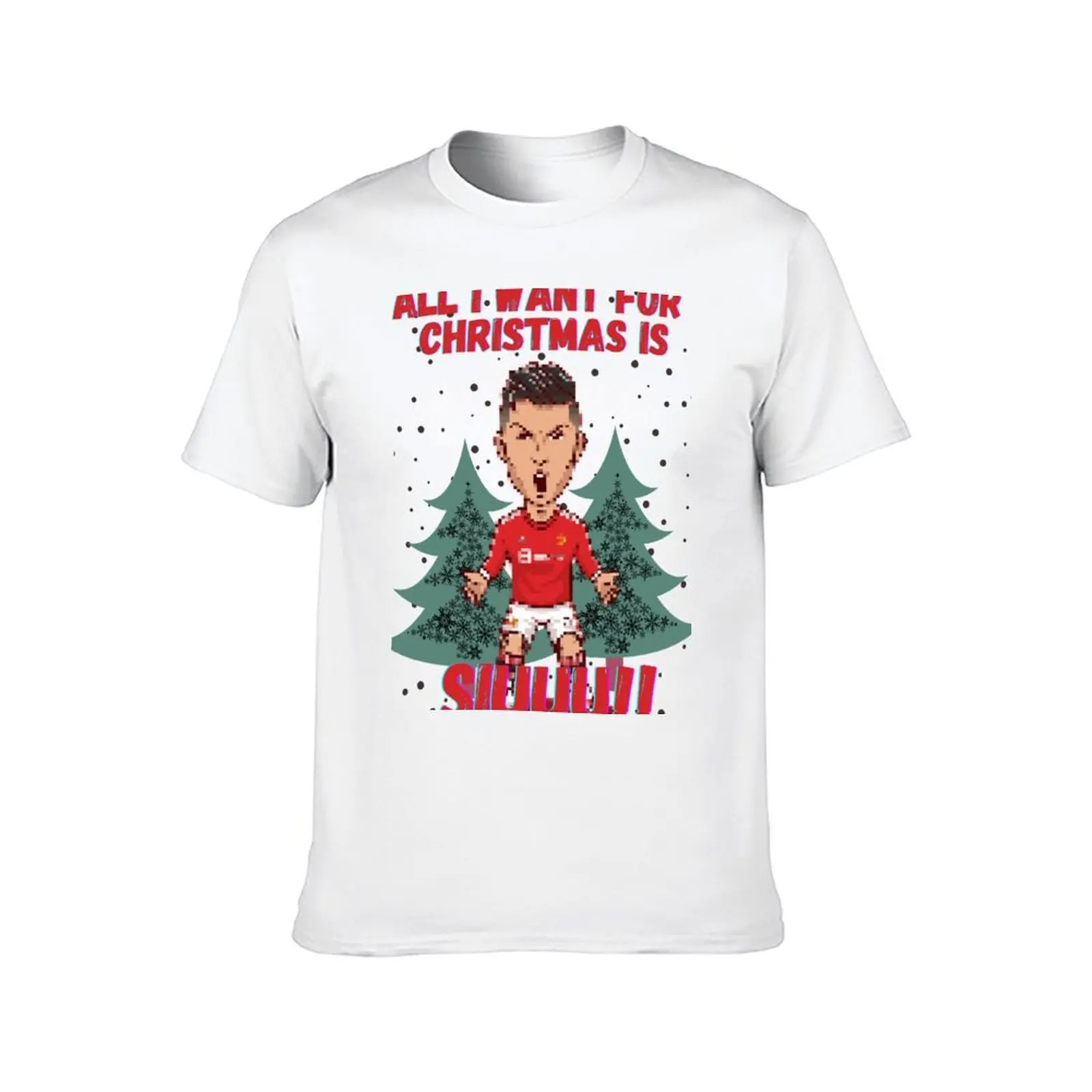 كل ما أريده لعيد الميلاد هو Siuuu تي شيرت رجل تي شيرت قطن عالي الجودة تي شيرت للرجال تي شيرت