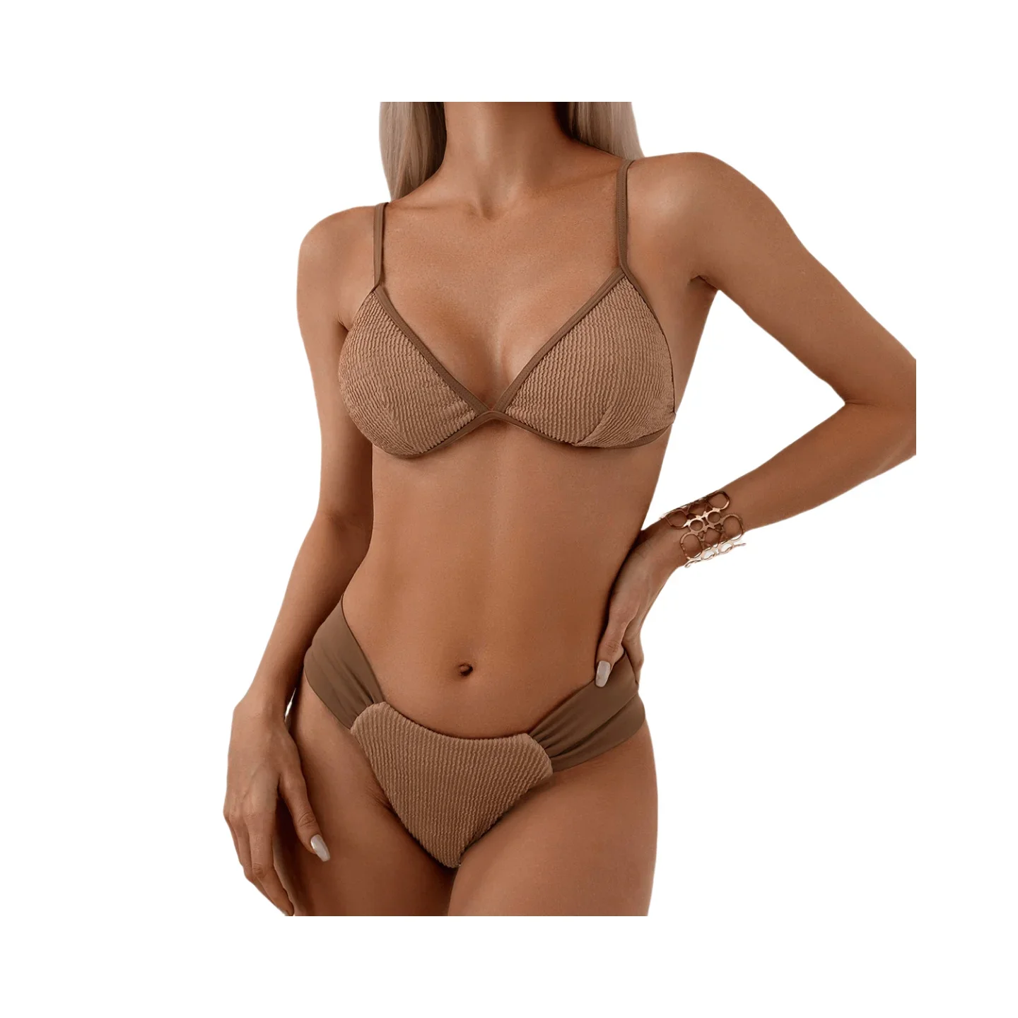 

Купальник 2025, женский однотонный спа-бикини, сексуальный купальник с маленькой грудью, бикини с эффектом пуш-ап