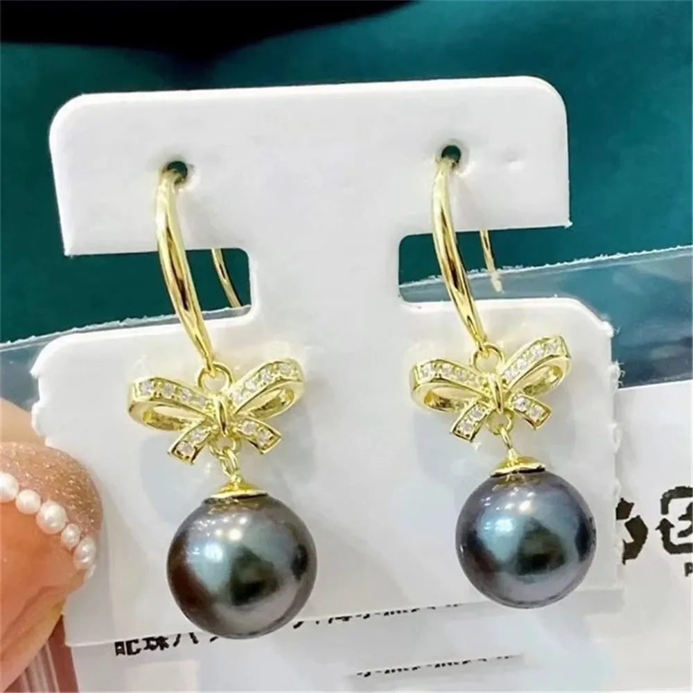 DIY Pearl Accessories 18K Bag Gold Copper Thick Gold Plated Bow Style Ear Hook Gentle Fashion Earrings Work in Progress Female