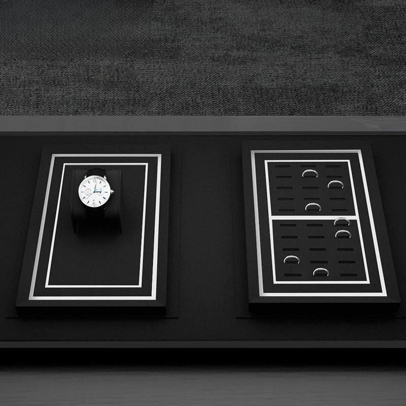 Light Luxury Jewelry Tray Metal Watch Stand Microfiber Wristwatch Ring Counter Jewelry Display Props