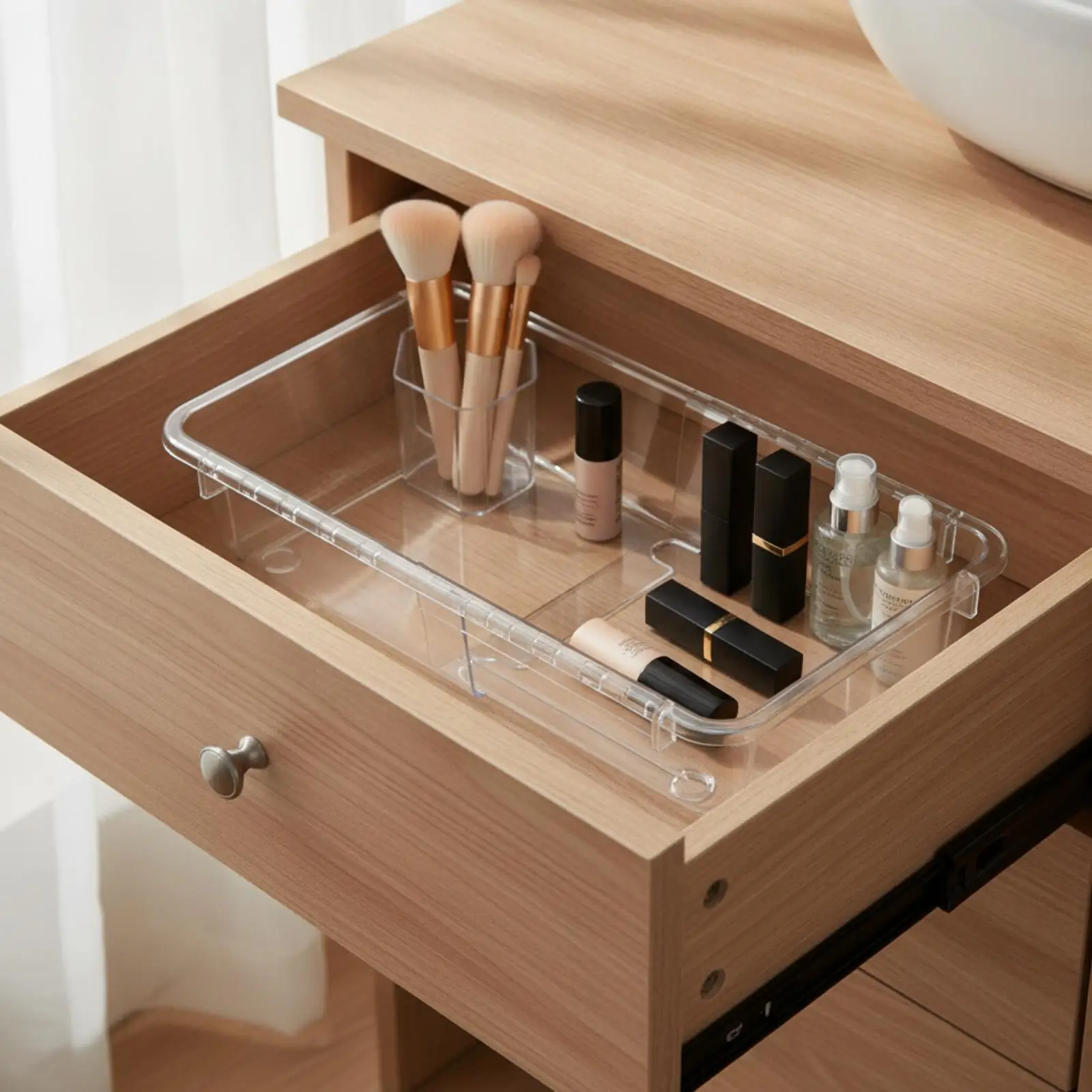 Transparent PET Drawer Organizer Space-Saving Extendable Drawer Organizer Versatile for Shelf Organization, Office Supply