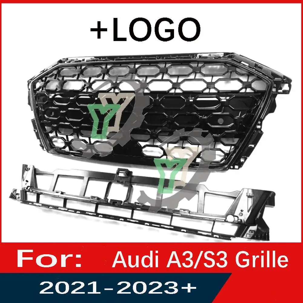 

For Audi A3/S3 2021 2022 2023 8P Car Front Bumper Grille Centre Panel Styling Upper Grill (Modify For RS3 style)