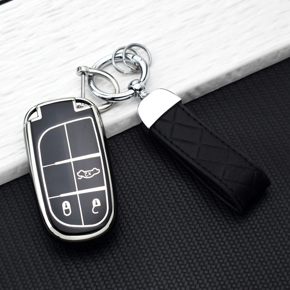 Funda de TPU para Llave de Auto con 2/3/5 Botones para Jeep Grand Cherokee Renegade, para Dodge Ram Charger Challenger Journey Durango, Funda para Llave Fiat
