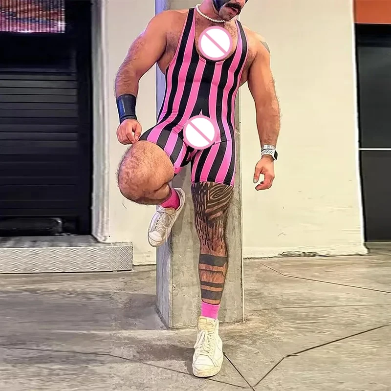 

Men's Sets Sports Fitness Shapewear Indoor Gymnastics Jumpsuit Erotic Clothes T Shirt for Men