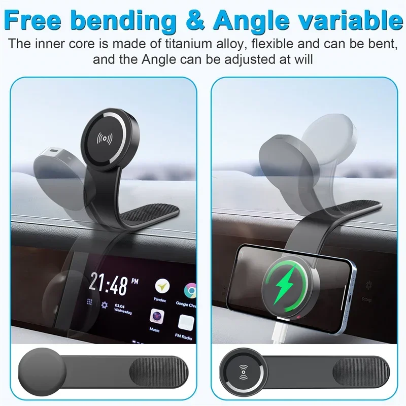 Magnetic Car Wireless Charger Fast Charging Car Phone Holder Center Control Screen Dashboard for iPhone 15 14 13 Samsung Xiaomi