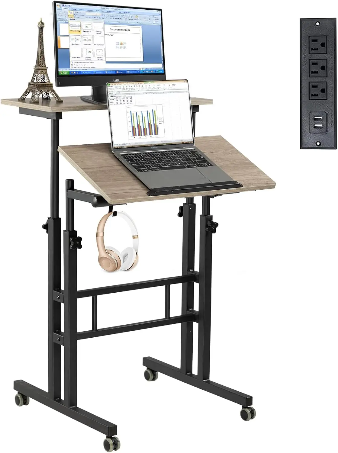 Standing Desk Wood Standard Size Basic Function All Seasons Black