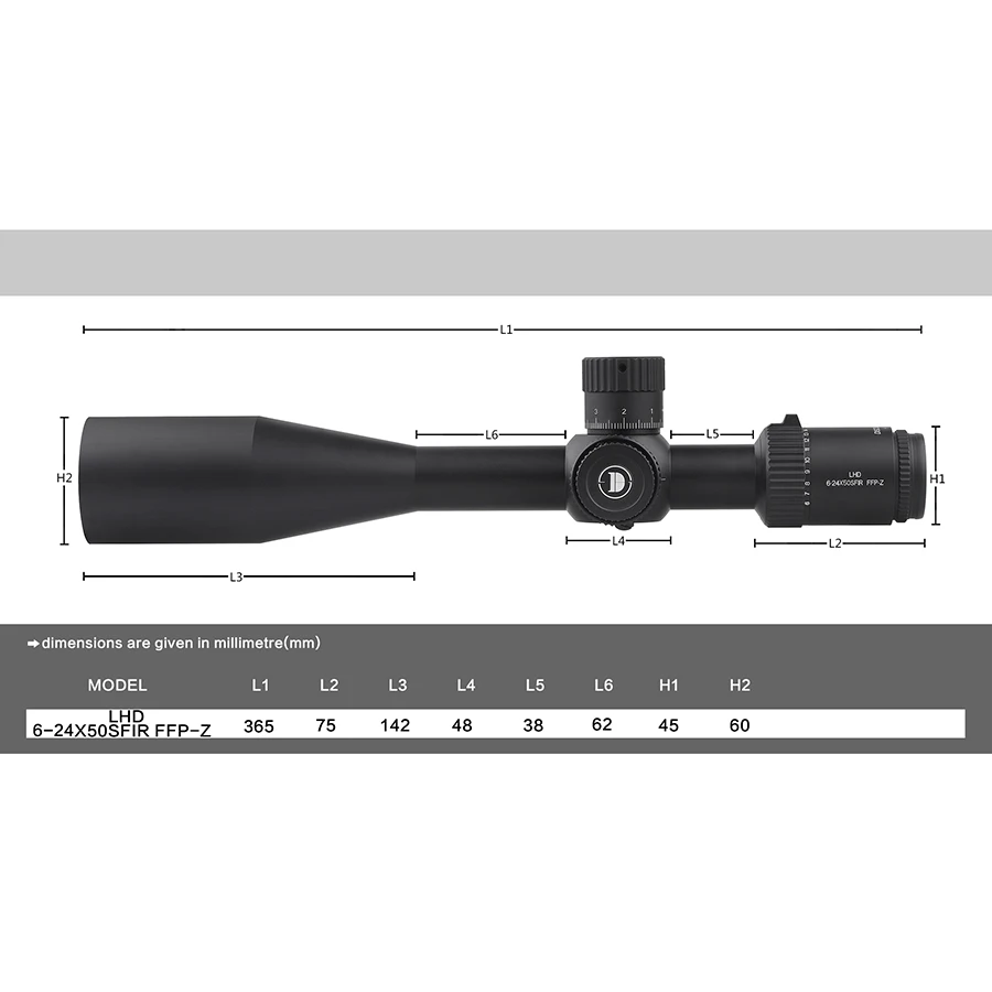 Imagem -02 - Descoberta Autenticidade Caça Rifle Scope Lhd 624x50sfir Ffp-z Ajuste Direto Frontal Separação Mrad