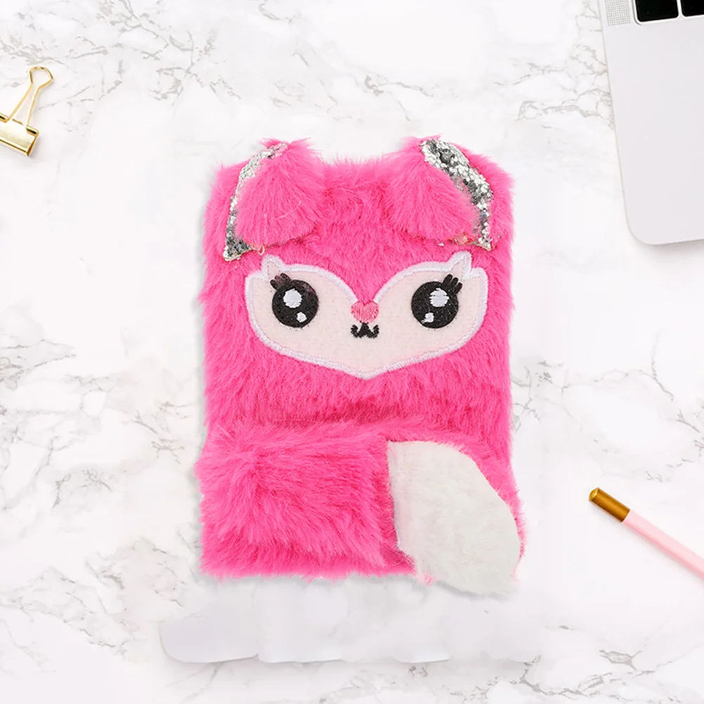 2 Pcs Mini Notebook Stuffed Animals for Girls Fuzzy Diary Fox Bunny Easter Gifts Kids Plush Journal Stationary Journals