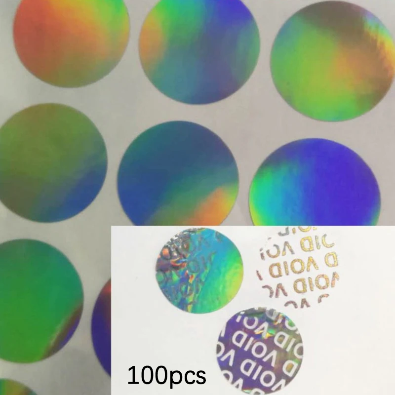 New 100pc Stickers Laser Void Circular Shape Blank Void Anti Disassembly Label Holographic Security Sealing Sticker Sealing Tape