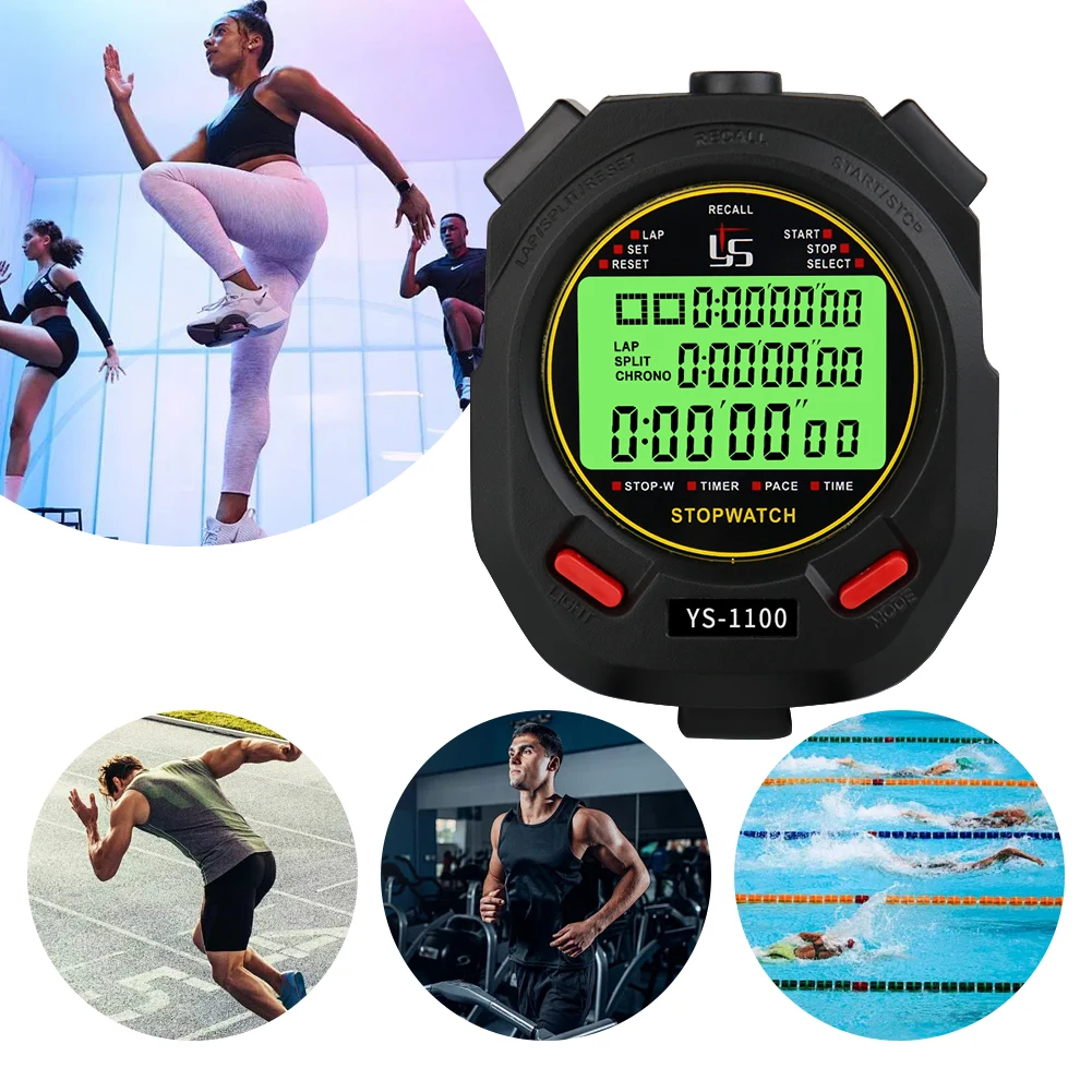 Luminous Handheld Pocket Stopwatch Professional Digital Sport Stopwatch Large Screen LCD Chronometer Timer Stop Watch Timer Tool