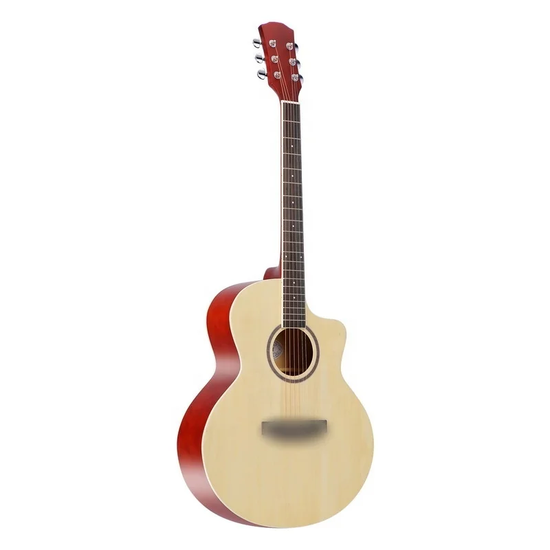 41 Inch Wooden Acoustic Guitar JF Model Bucket Shaped All Basswood Edge Wrapped Matte Finish ABS Fretboard 6-String Student