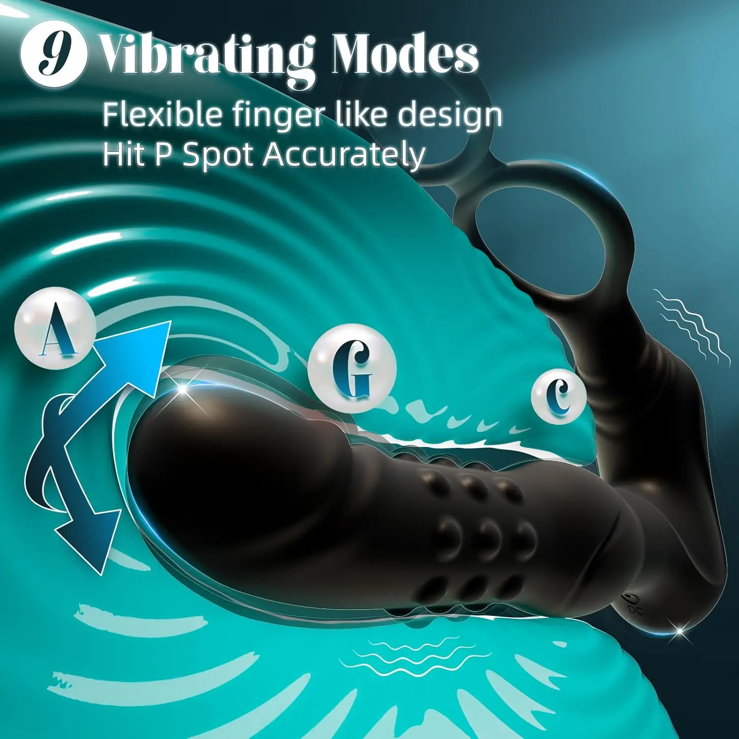 Wibrator do penisa - stymulator punktu G, sztuczny penis z koralikami, wibracyjny korek z pierścieniem na penisa, 9 trybów wibracji z funkcją uderzeń.