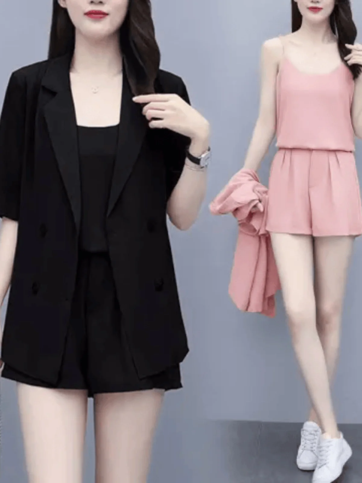 

plus Size Women's Fashionable Three-Piece Suit Set Summer 2024 Slimming Short Pants Suit Korean Style High Waist Short Sleeve