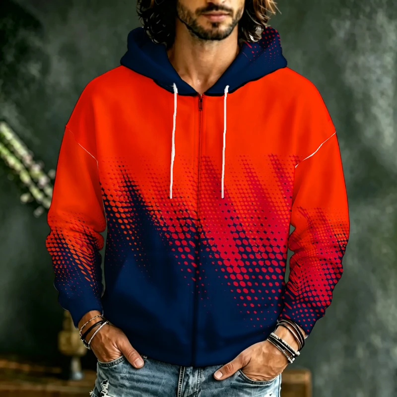 Men Zip Hooded Sweatshirt 3D H - Street Fashion Definition recension och pris