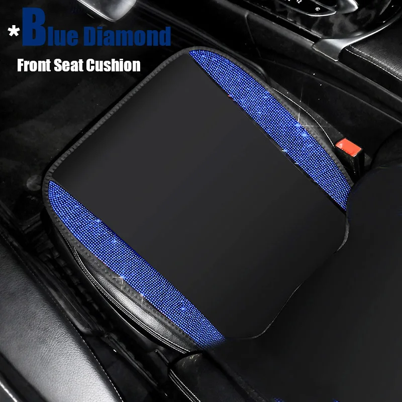 Crystal Blue Diamond Car Seat Covers Cushion Mat Universal Headrest Pads Fit For Women Ladies Girl Gift Auto Interior Accessorie