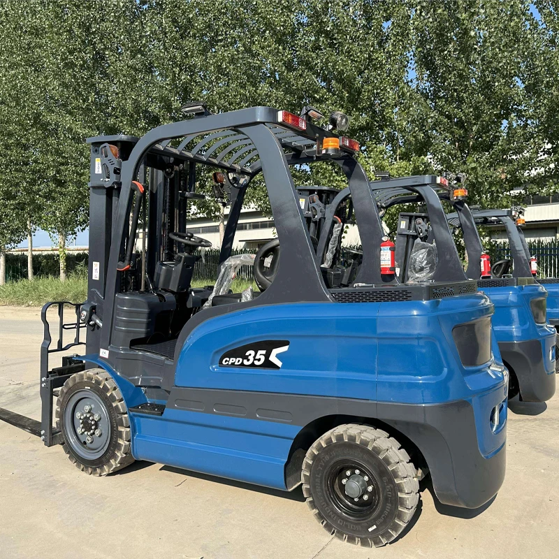 Caminhões empilhadores hidráulicos elétricos com bateria de lítio, Fork Lift Truck, 3.5Ton Capacidade