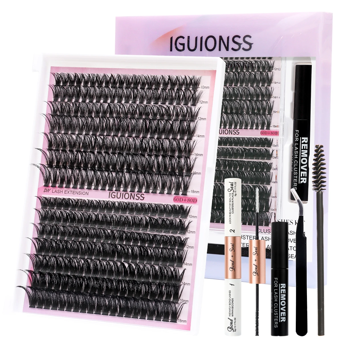 False eyelash kit 60P+80P mixed eyelash pencil kit eyelash kit with eye black and sealing brush and tweezers and degumming DIY