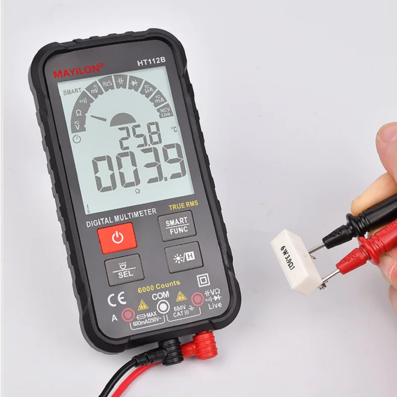 

MAYILON HT112B HT112A Professional Digital Smart Multimeter Tester 6000 Counts True RMS Auto Range 600V Ohm Hz Capacitance