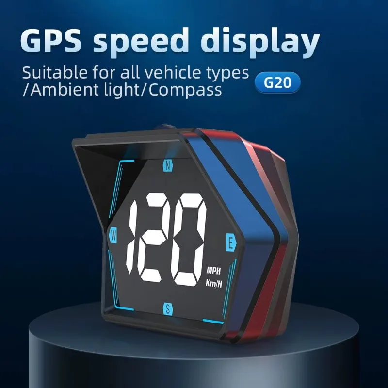 G20 GPS Car Digital Speedometer HUD Head-Up Display Universal Big Font Overspeed Alarm For All Cars Electronic Accessories