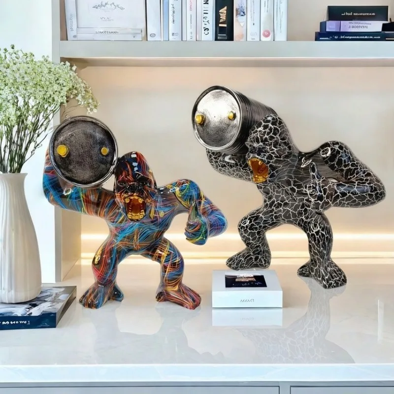

New Animal Interior Decoration, Themed Party Decoration with Colorful Gorilla Resin Sculpture Art Accessories