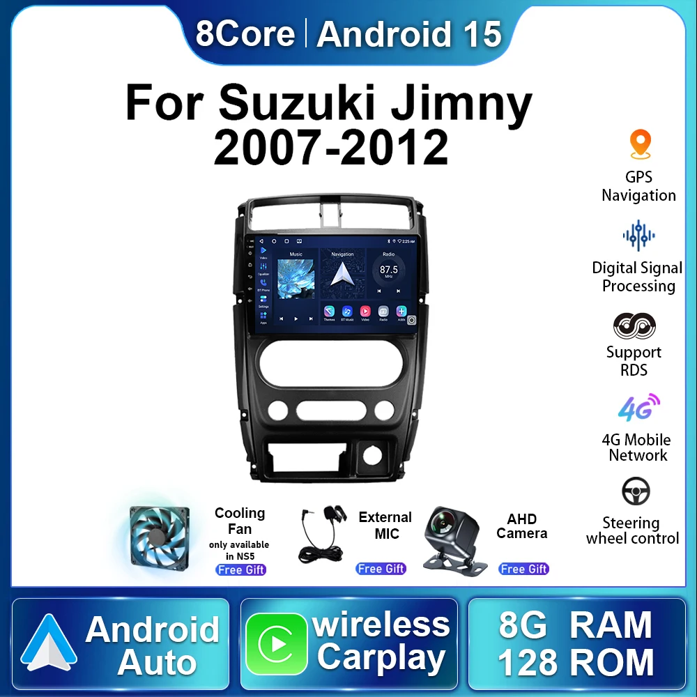 

For Suzuki Jimny 2007 2008 2009 2010 - 2012 CarPlay Auto Display Screen Multimedia Player GPS Navigation Smart Android 15 System