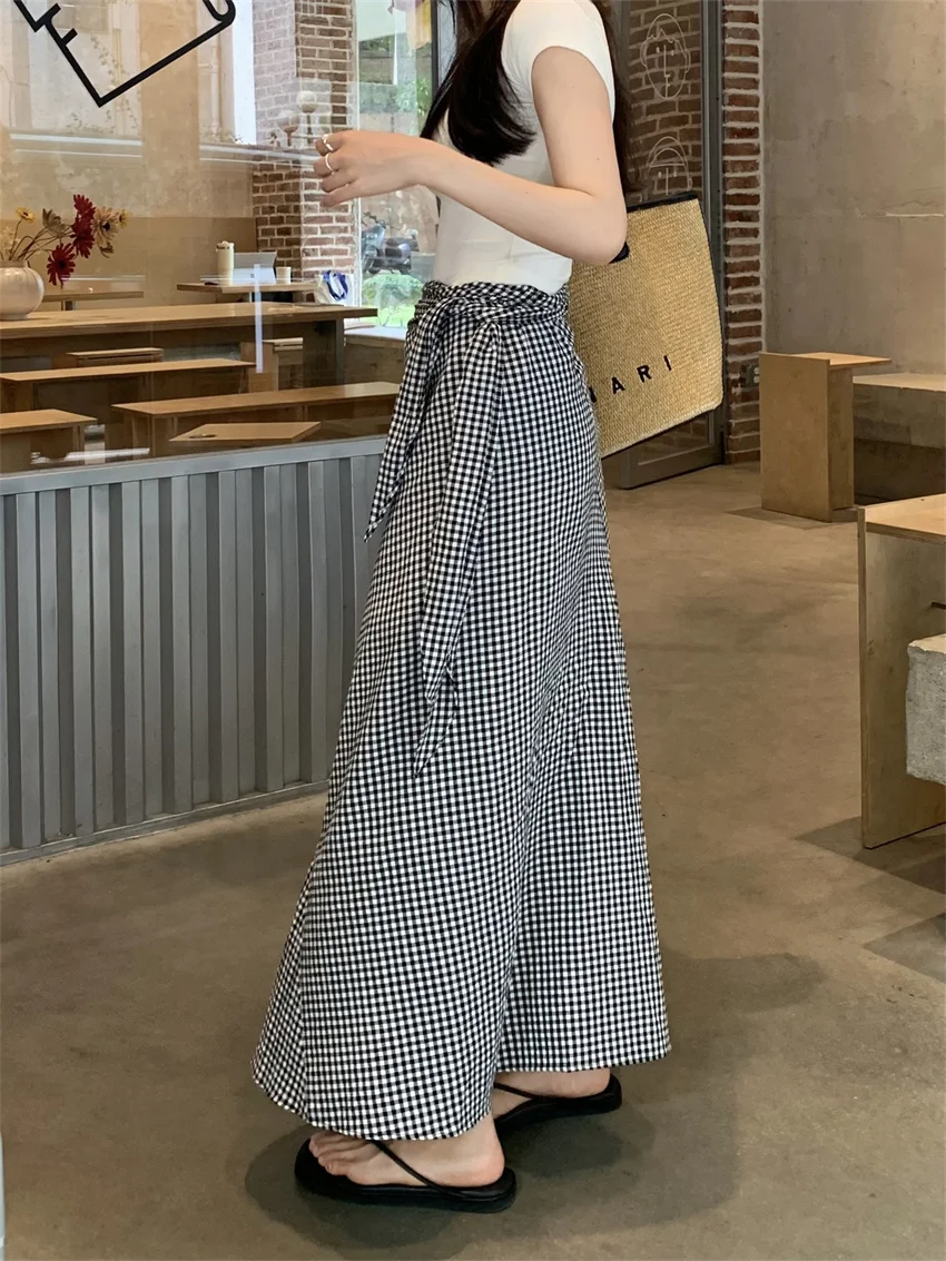 Alien Kitty High Waist Slim Mopping Skirt Chic Plaid Women Vintage New Fashion Summer 2024 Office Lady Streetwear Casual Elegant