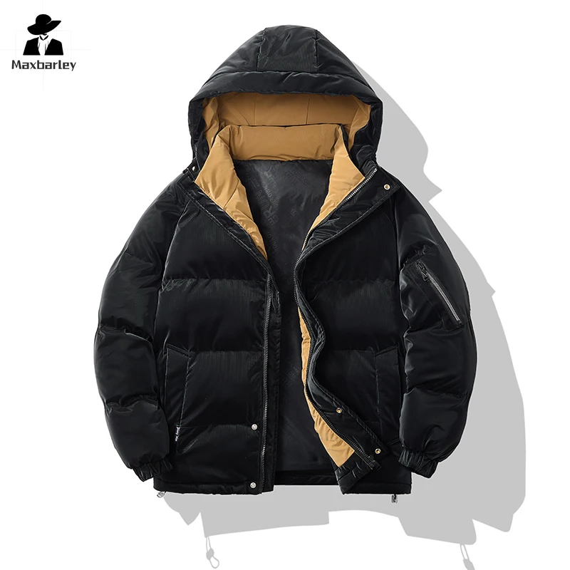 

high quality Men's Winter Jacket 2024 Fashion Bright Face Windproof Warm Down Cotton padding Jacket Casual Ski Thick Hooded Coat